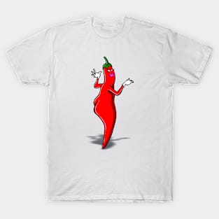 Red Hot Funny Chili Pepper Illustration Body Positivity T-Shirt